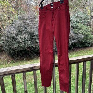 Hudson Nico Mid-Rise Super Skinny Jeans Cranberry Red Women 28 WM407SIS